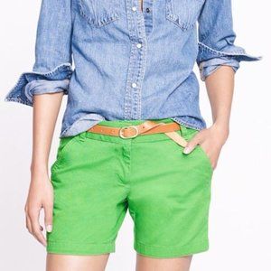 New J.CREW Bright Green 5" Chino Shorts sz 2 NWT